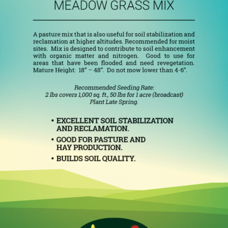 The label on a bag of Mountain Meadow Grass seed mix.