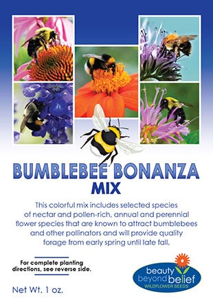 The front of the Bumblebee Bonanza flower mix packet.