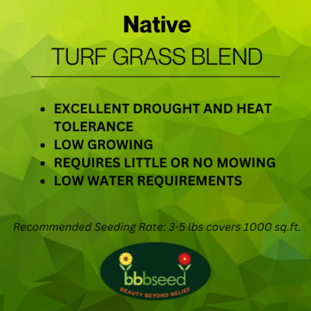 The label on a bag of Native Turf Grass Blend Grass seed.